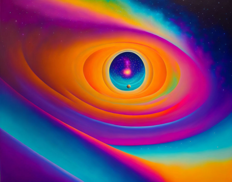 Colorful Psychedelic Painting of Swirling Eye and Celestial Sphere