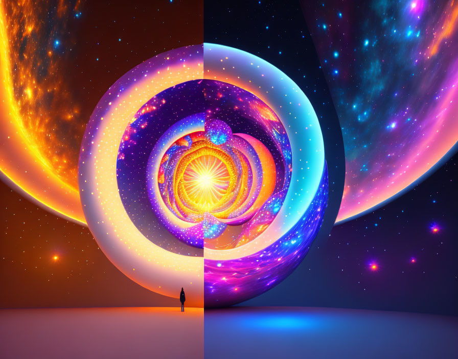 Vibrant cosmic patterns in mesmerizing portal backdrop