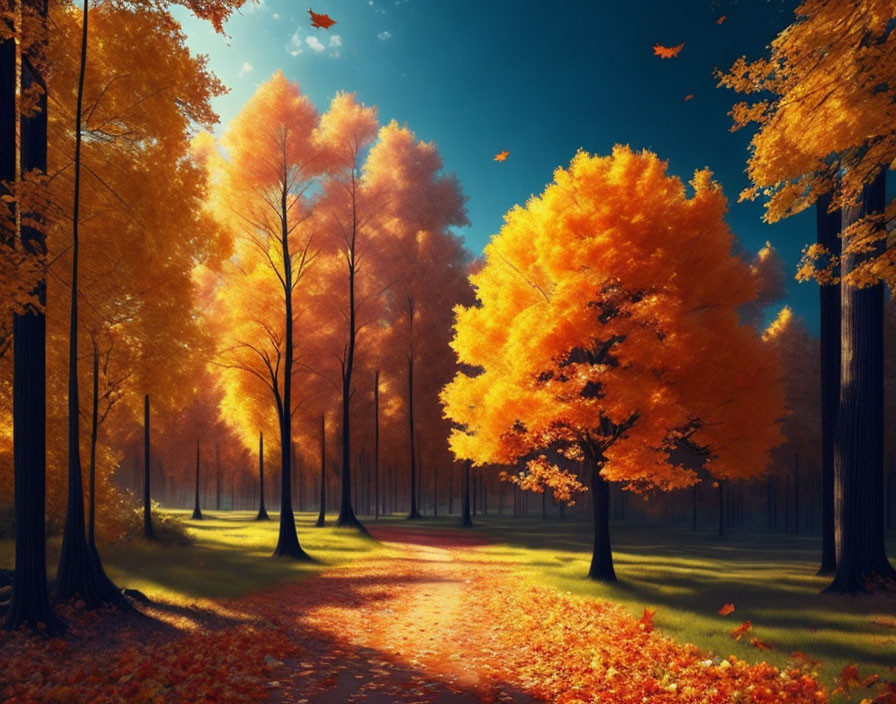 Vibrant Autumn Landscape with Orange and Yellow Foliage