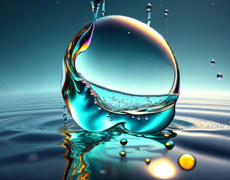 High-definition digital artwork of serene water droplets