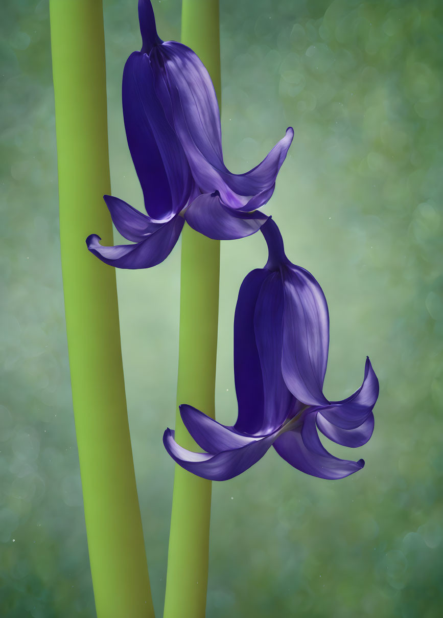 Vibrant purple flowers with silky petals on green stems.