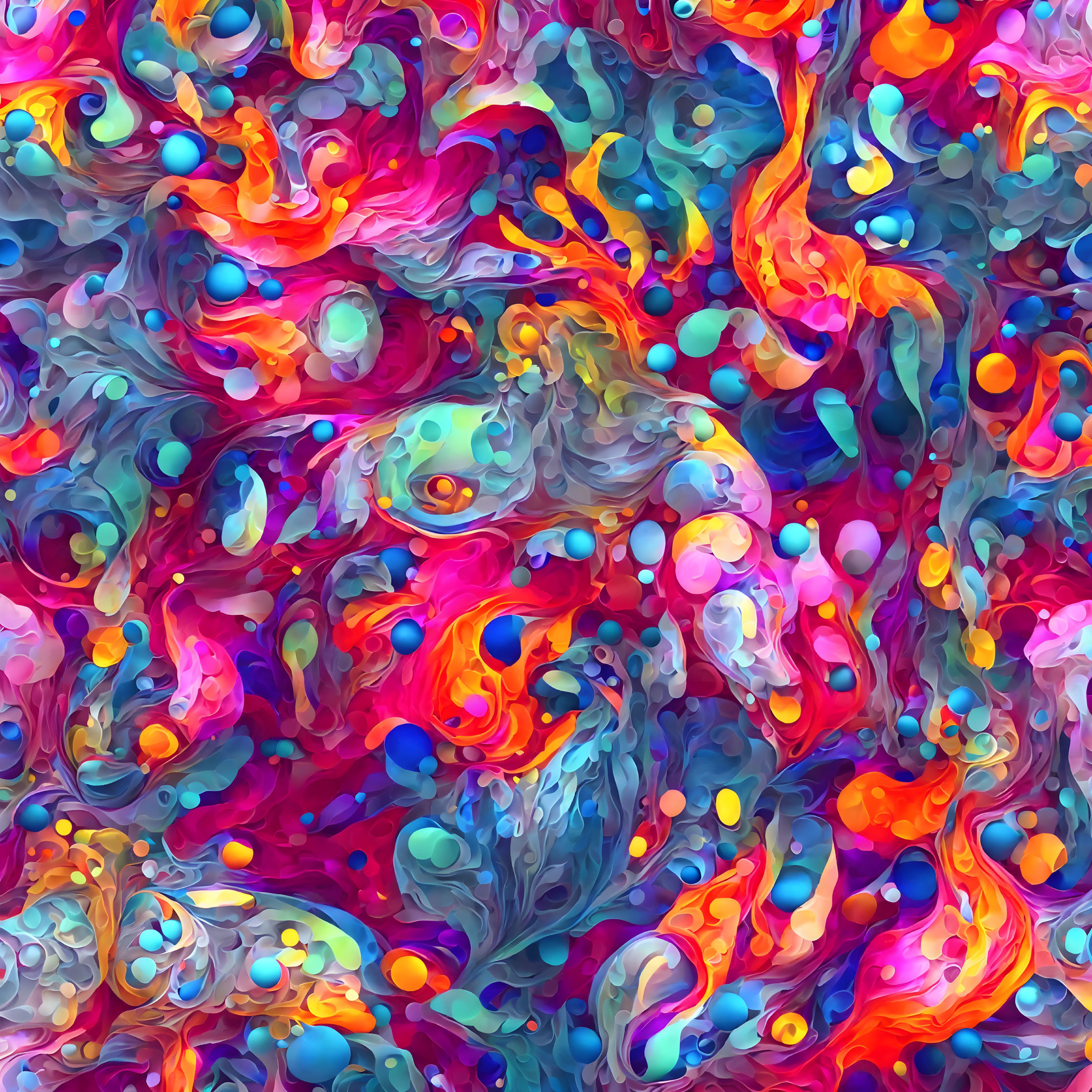 Colorful Abstract Liquid Swirl Art in Blues, Pinks, Reds, and Purples