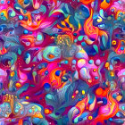 Colorful Abstract Liquid Swirl Art in Blues, Pinks, Reds, and Purples