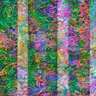 Colorful abstract art with wavy patterns in pink, green, blue, and yellow