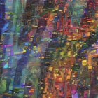 Colorful Pixelated Abstract Art Piece with Digital Impressionistic Mosaic Theme