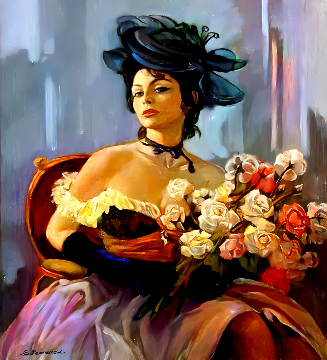 Lady with roses