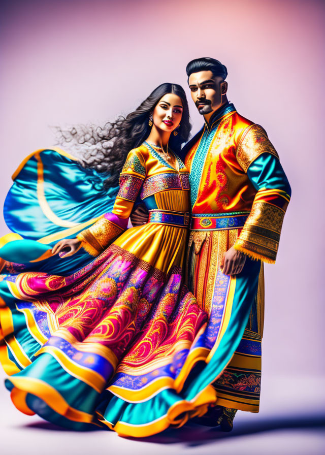 Models in vibrant South Asian attire against pink background