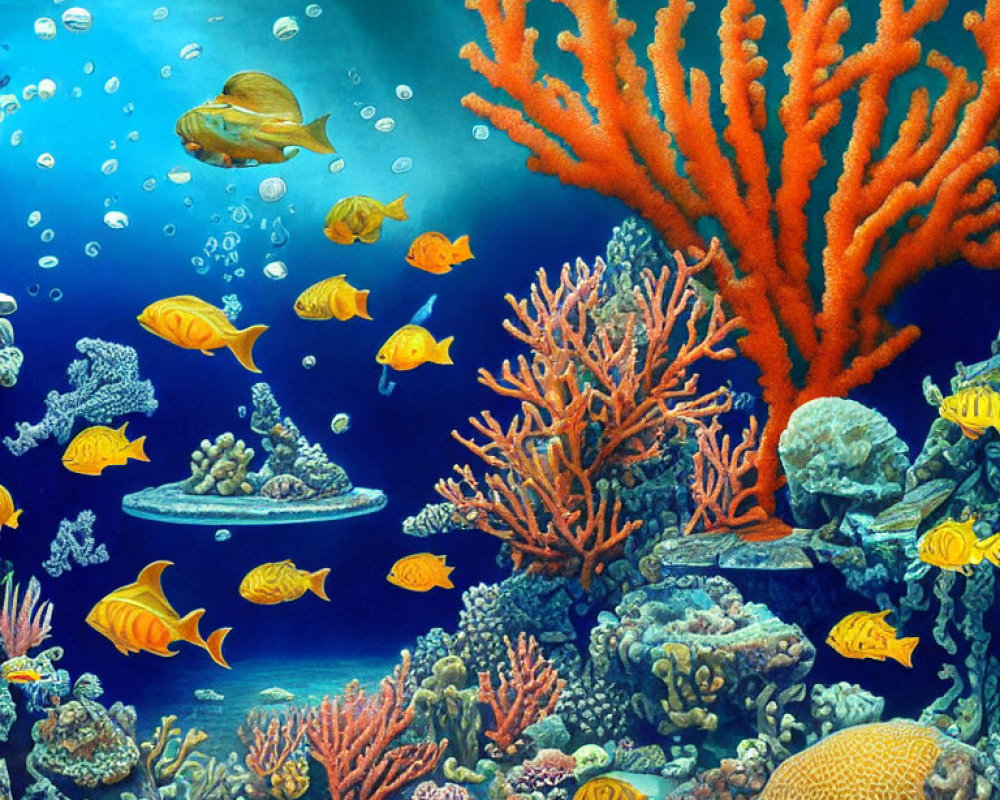 Colorful Fish and Coral in Vibrant Underwater Scene