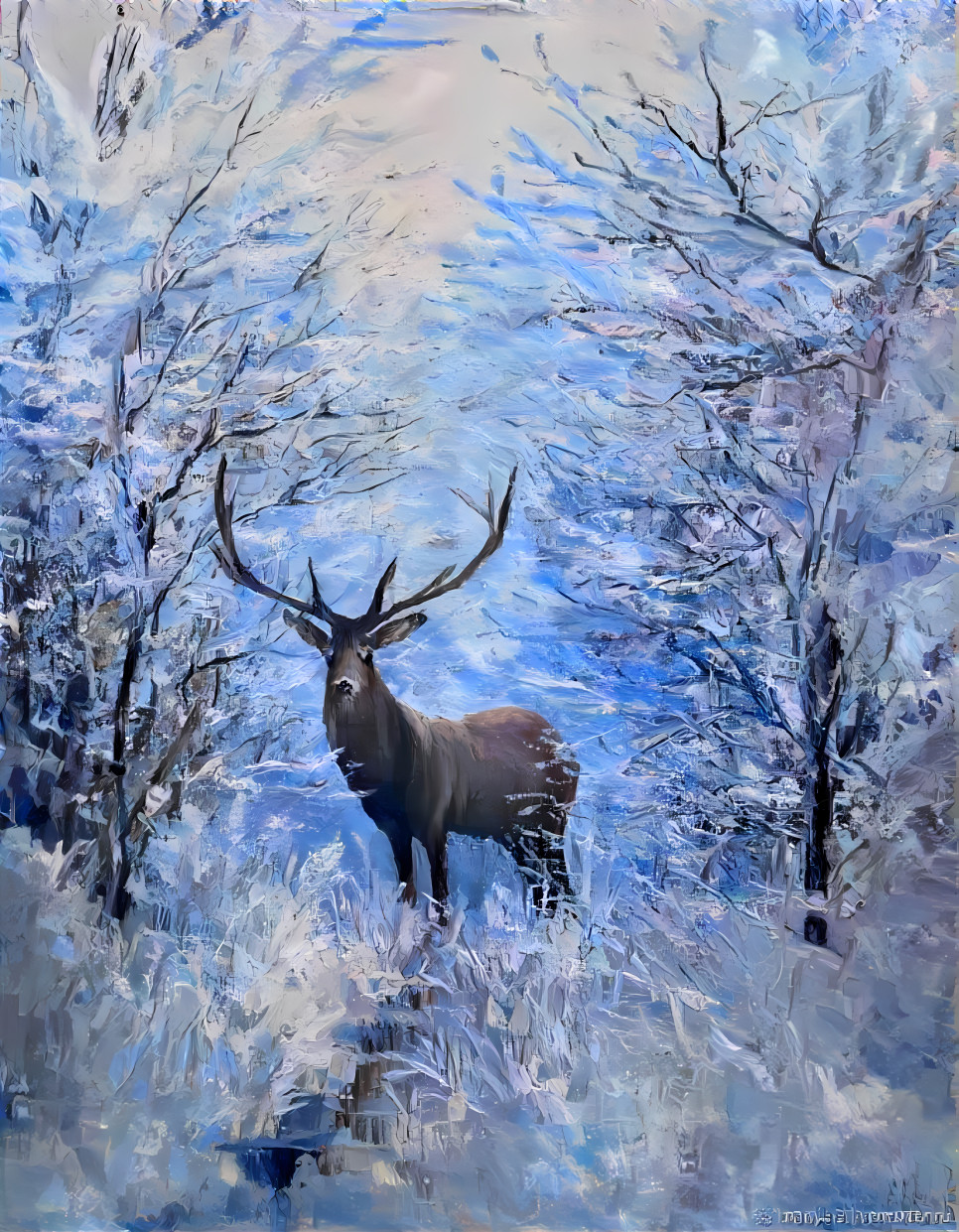 Deer in the winter forest