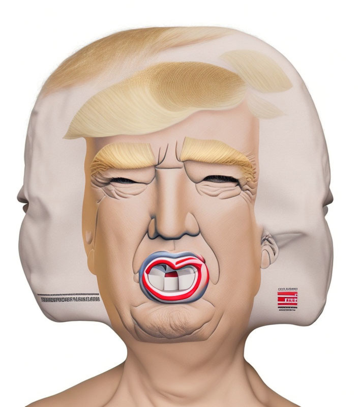 Exaggerated Caricature Mask of Man with Puckered Lips