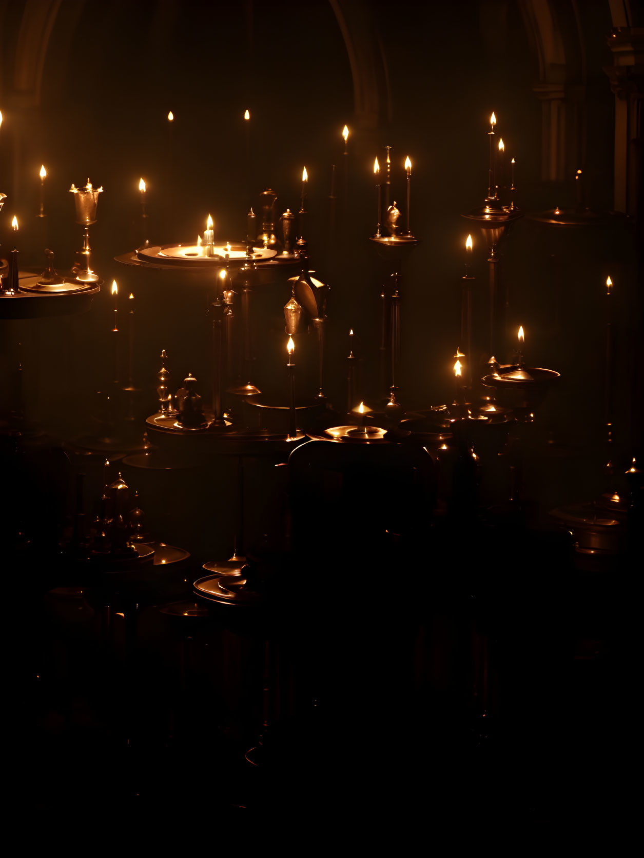 Warmly Lit Room with Many Candles