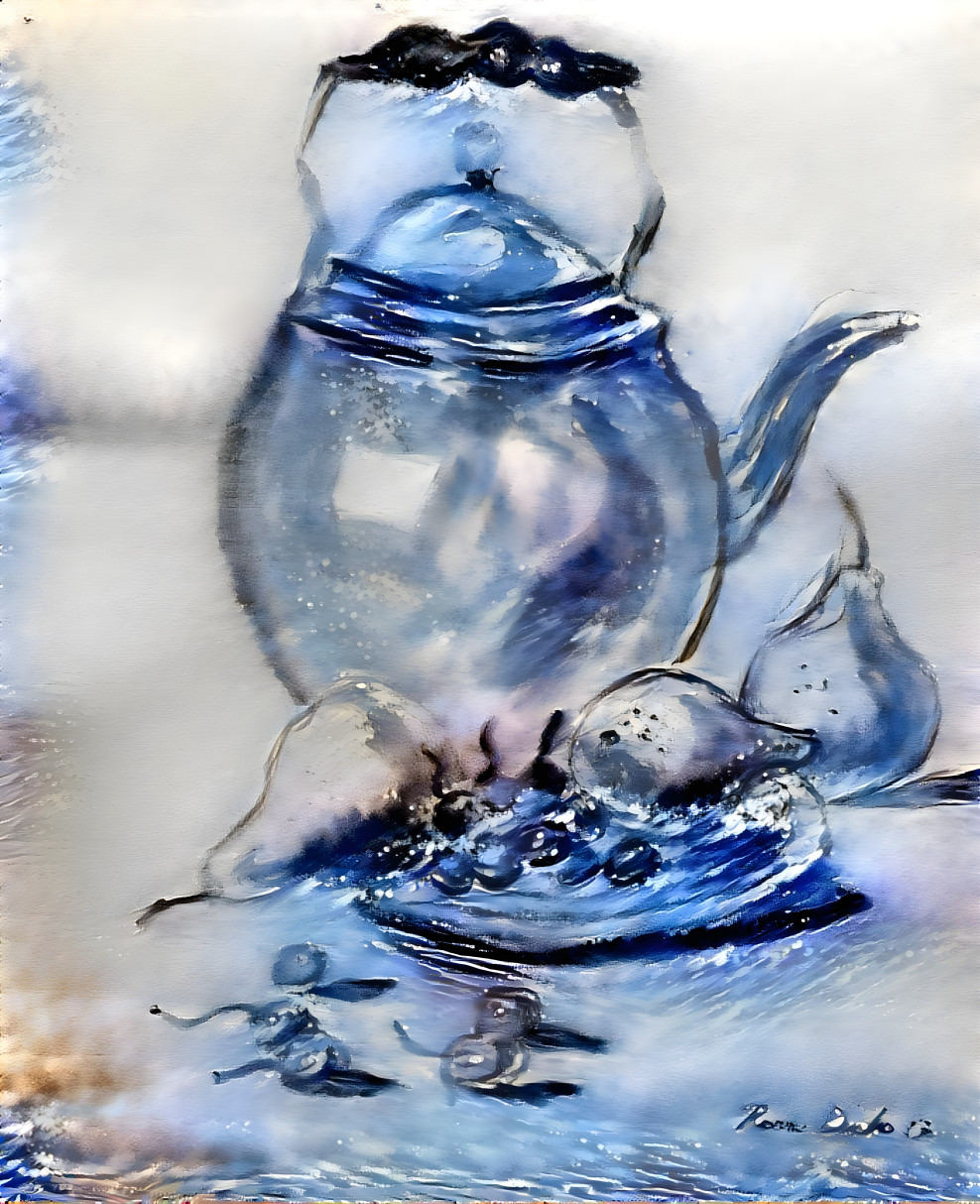 Teapot and fruit