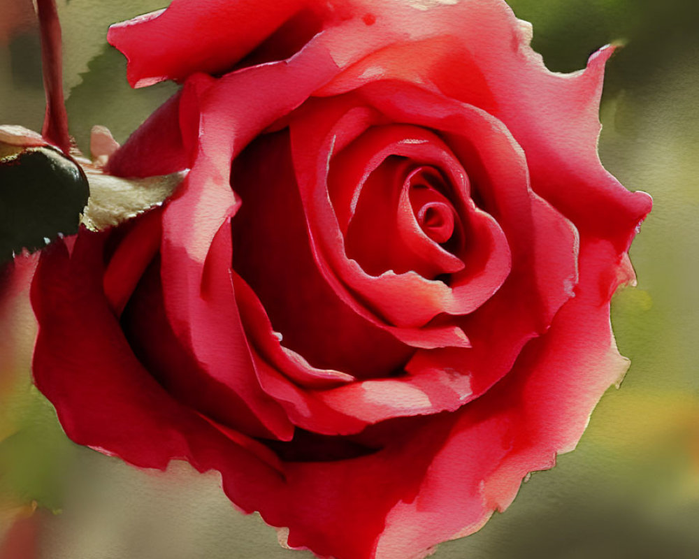 Vibrant red rose in full bloom with soft-focus background