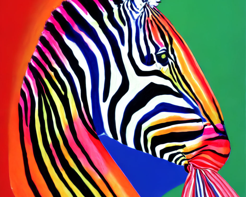 Vivid Multicolored Zebra Art on Abstract Background