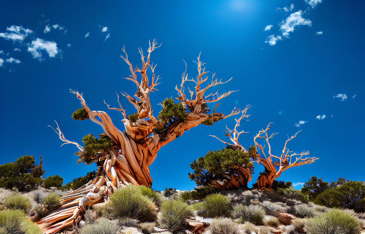 Ancient Bristlecone Pine Trees in Arid Mountain Landscape