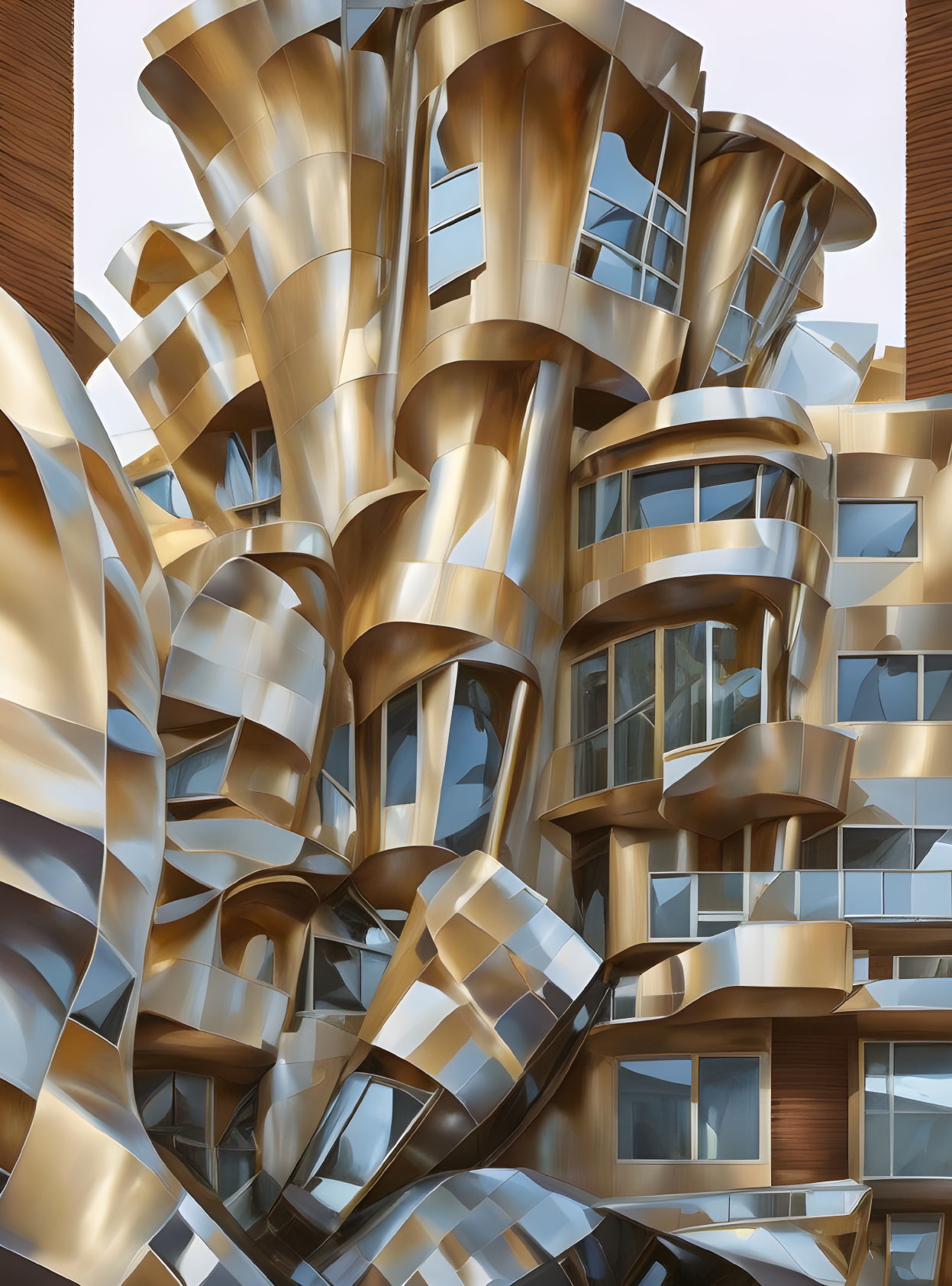 Unique Modern Building with Wavy Metallic Facade