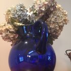 Hydrangea Watercolor Painting of Blue Vase and Blooms