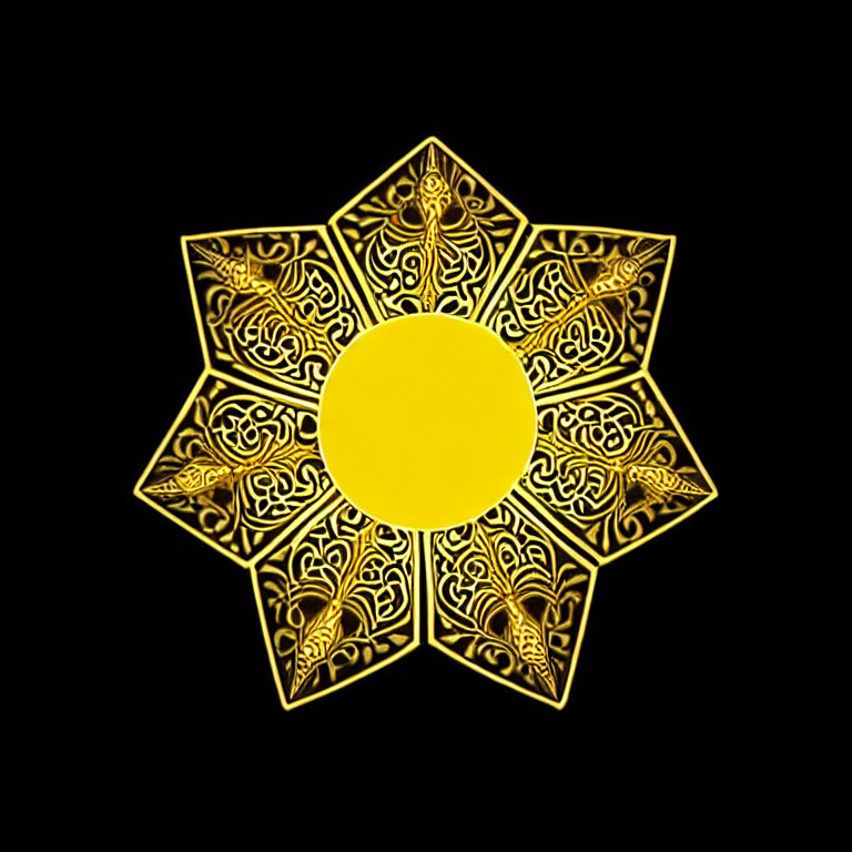 Intricate Golden Mandala on Black Background