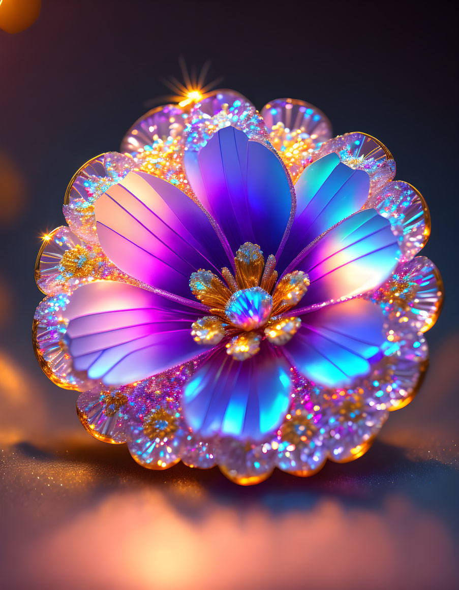 Flower-Shaped Jewelry with Gemstones on Blue and Orange Background