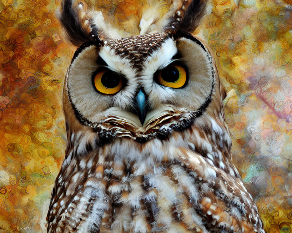 Detailed Great Horned Owl Illustration with Vibrant Colors