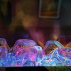 Iridescent crystals with blurred multicolored background