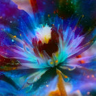 Colorful Digital Art: Cosmic Bouquet with Luminous Flower-like Forms