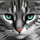 Close-Up of Cat with Striking Green Eyes and Black & White Fur