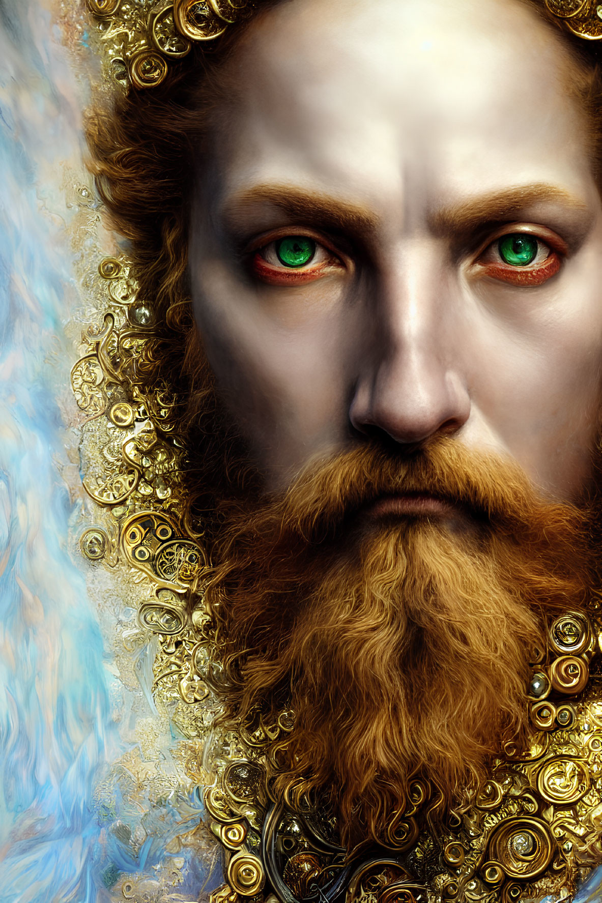 Detailed digital portrait of a man with green eyes and ginger beard