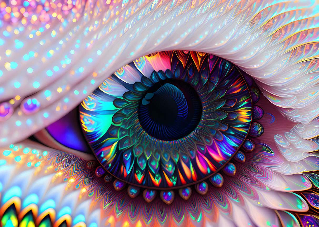 Colorful Abstract Psychedelic Eye Artwork with Intricate Patterns