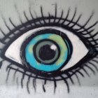 Vividly Painted Eye with Multicolored Iris Design