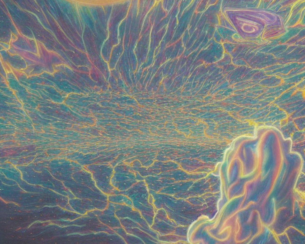 Vibrant Psychedelic Cosmic Scenery with Abstract Celestial Bodies