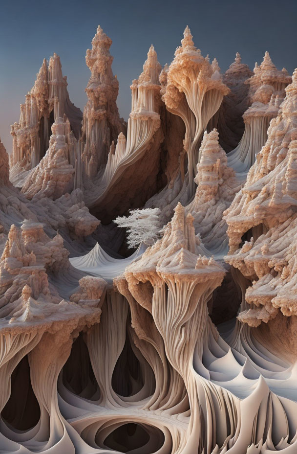 Surreal Landscape with Flowing Rocky Formations