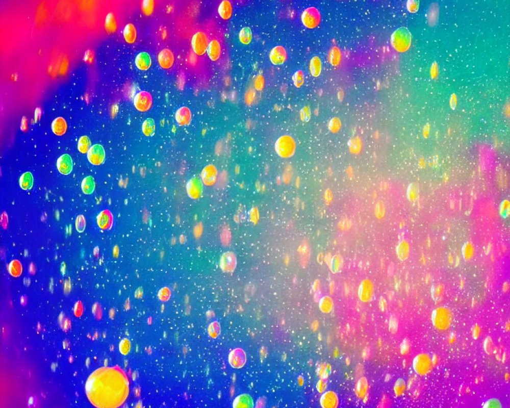 Multicolored Bokeh Background with Sparkling Bubble Effects