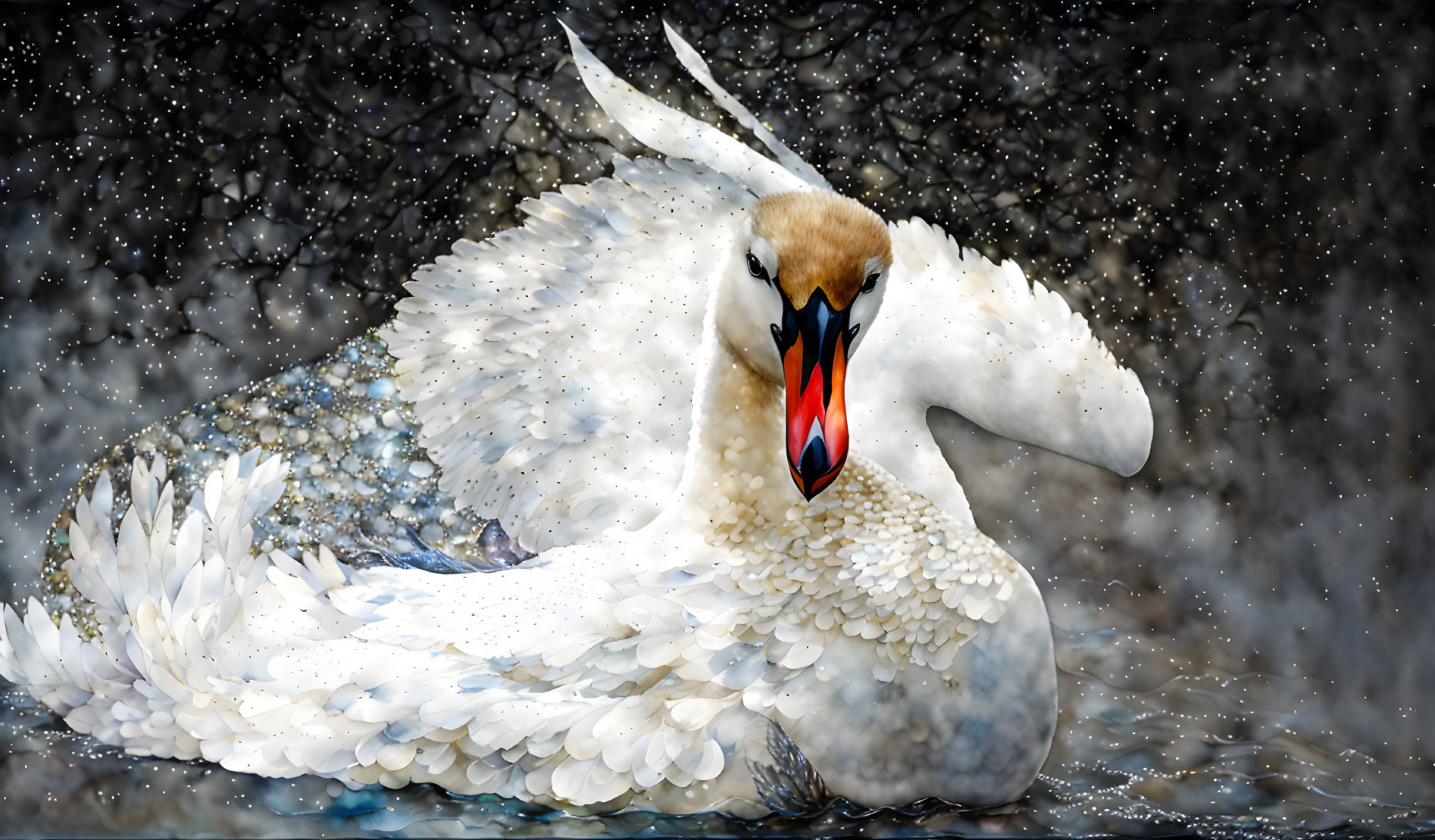 White Swan a Bathing