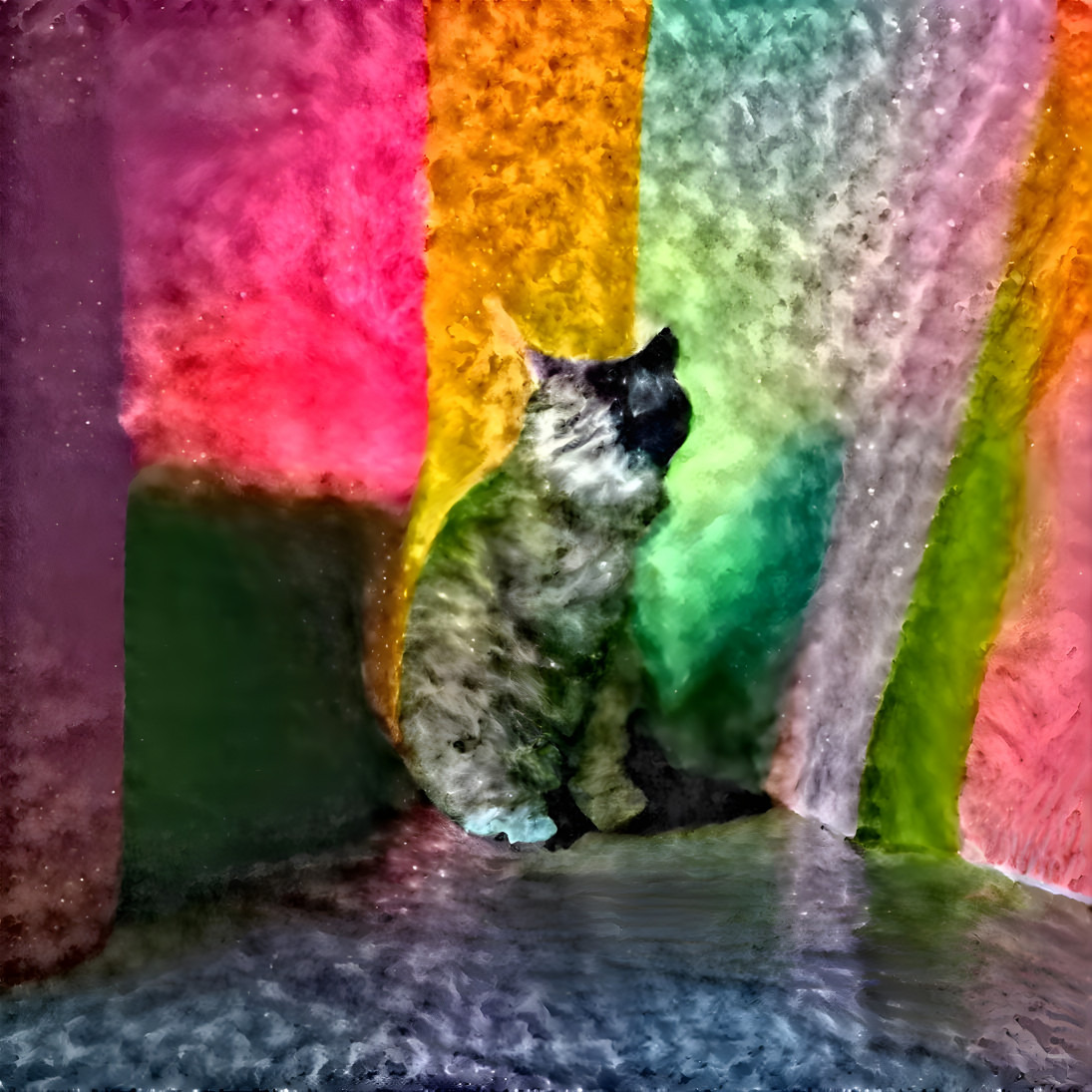 cat in a colorful void