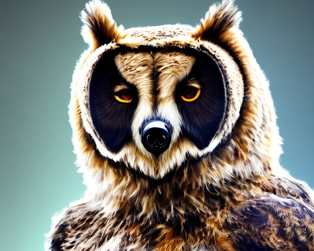 Anthropomorphic owl-headed animal illustration on gradient background