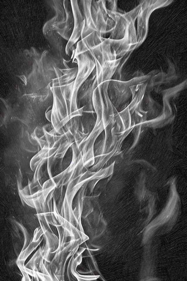 Abstract monochrome swirls and wispy textures on dark background