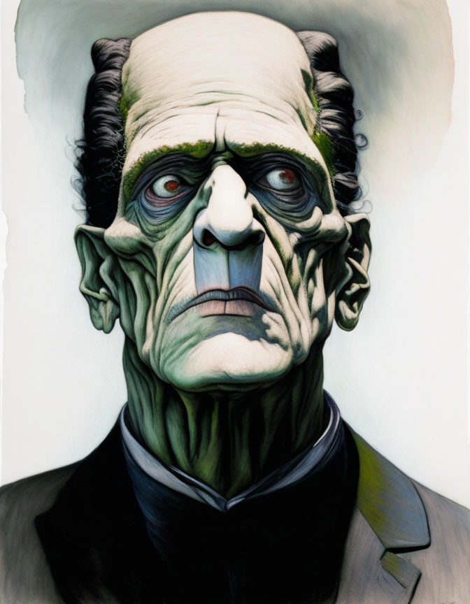 Classic Monster Character with Green Complexion in Suit