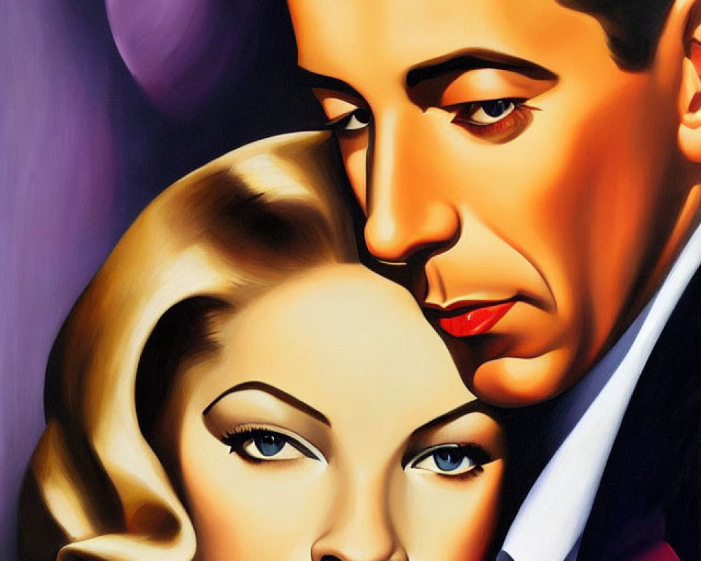 Vivid painting of man and woman in Hollywood glamour style