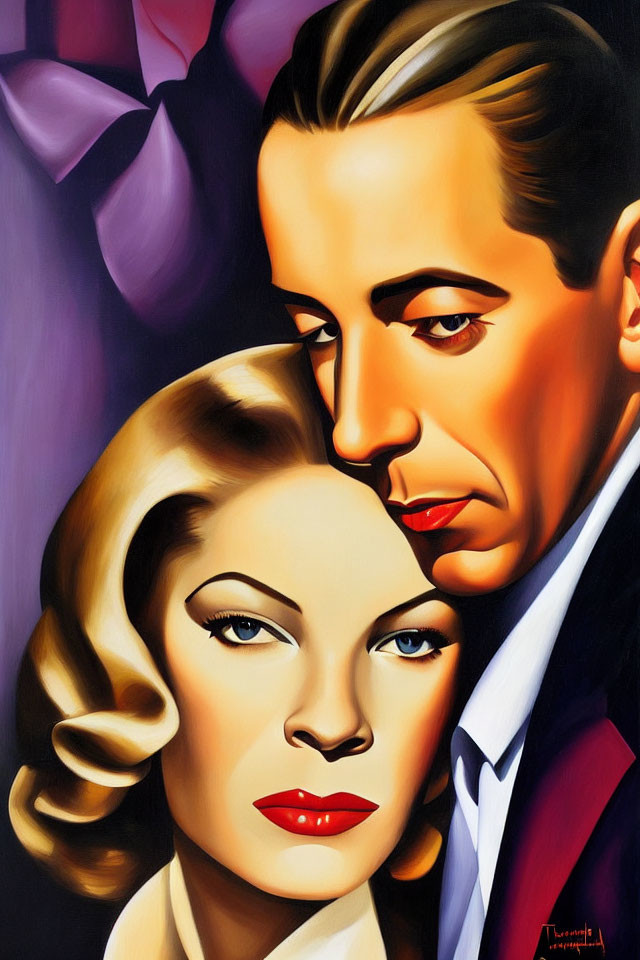 Vivid painting of man and woman in Hollywood glamour style