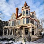 Detailed illustration of quaint two-story house in autumn setting