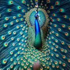 Colorful Peacock with Iridescent Feathers and Eye-Spots