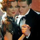 Elderly Couple Dancing Closely Smiling in Formal Attire