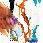 Colorful Abstract Artwork: Vibrant Cityscape with Fluid Shapes and Dripping Paint