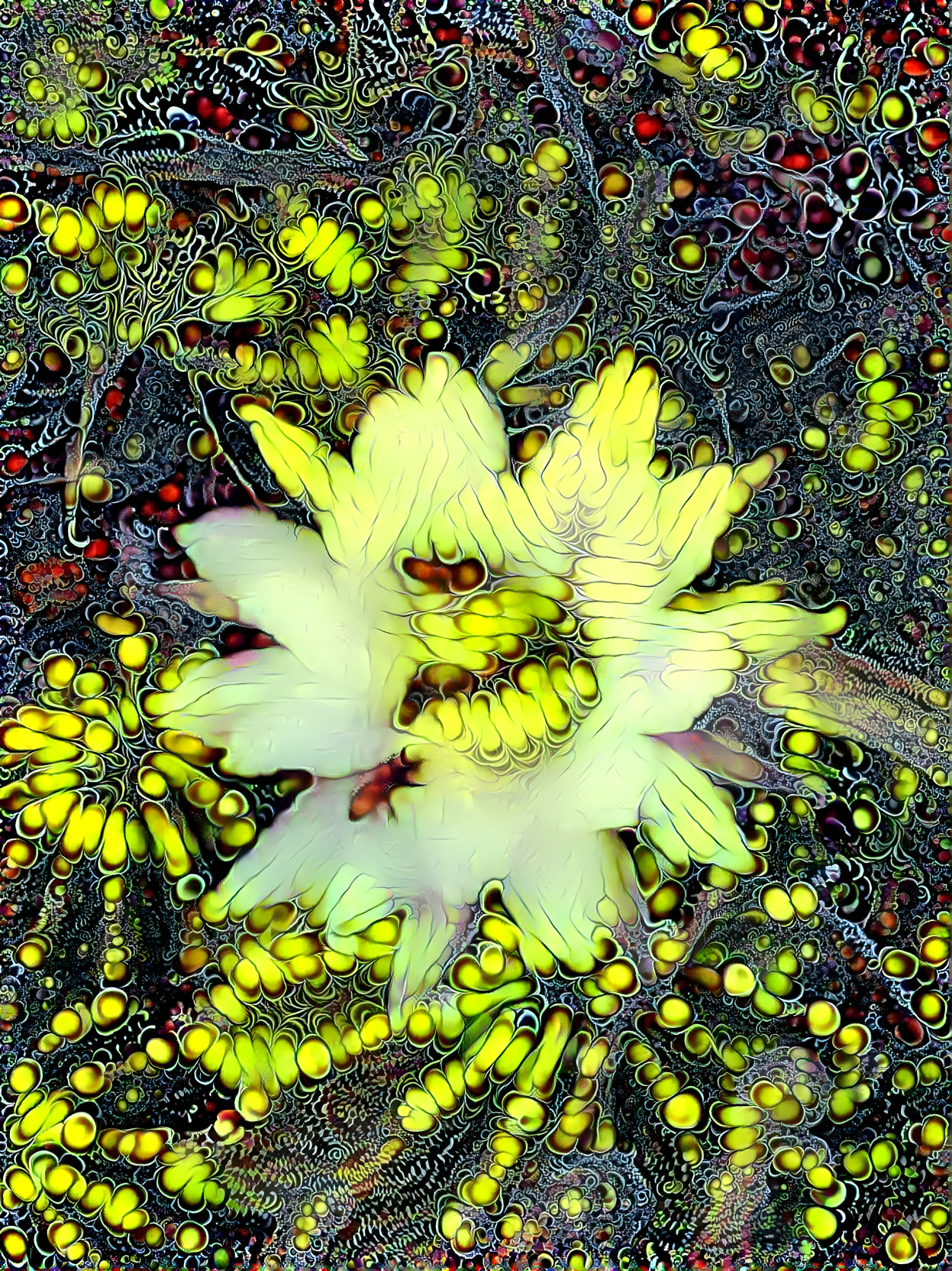 Cactus Blossum With Bees