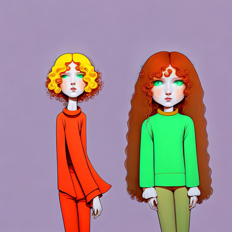 Vivid Red Hair and Colorful Outfits