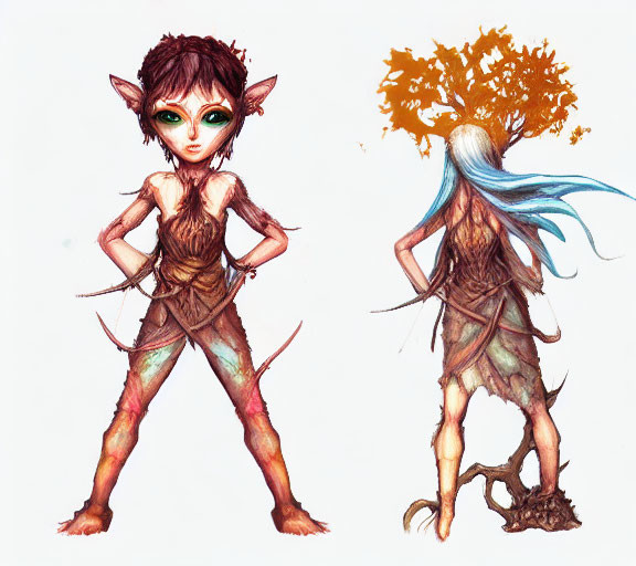 Whimsical Character with Elfin Features and Nature Design