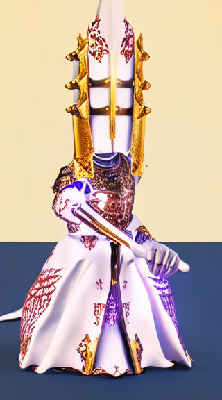 Stylized Knight Figure in Intricate Armor and Robe