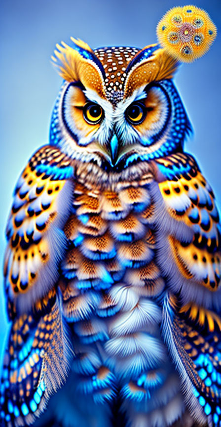 Vividly Colored Owl with Intricate Feather Patterns