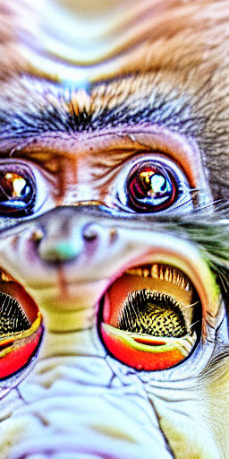 Close-up of a monkey's face with expressive features